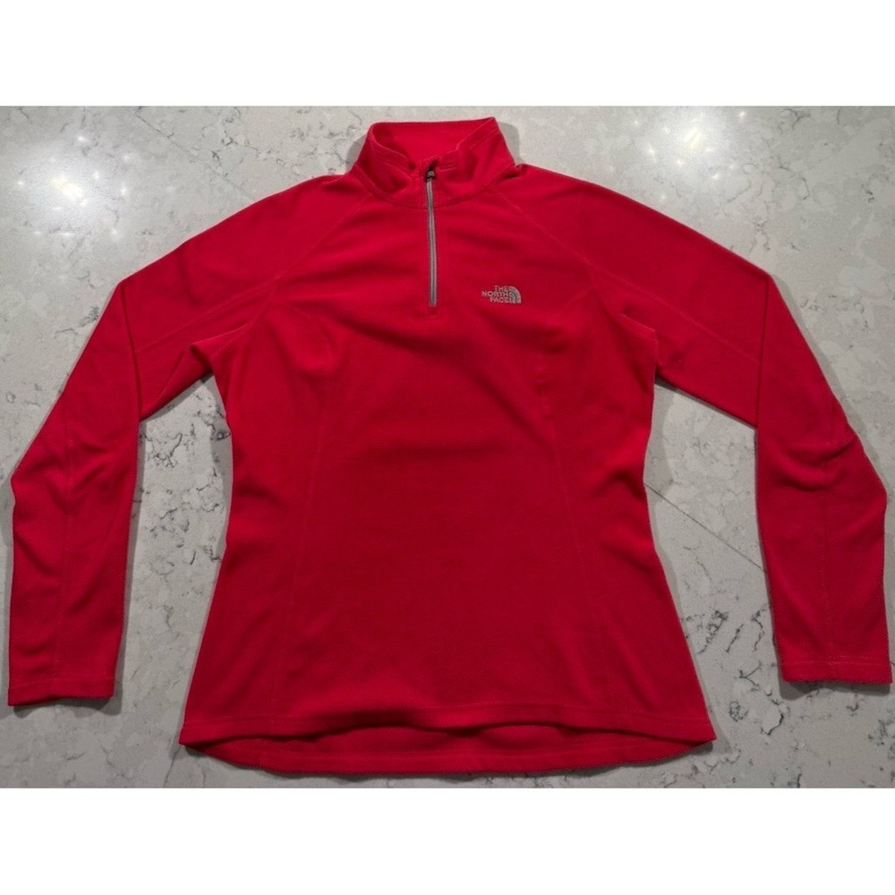 The North Face Quarter Zip Pullover Womens Small Red Fleece Lightweight Outdoor